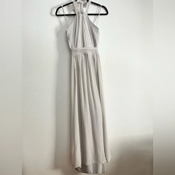 Dresses | Ann Taylor Silk Chiffon Halter Maxi Dress Size 6dove Grey |  Poshmark